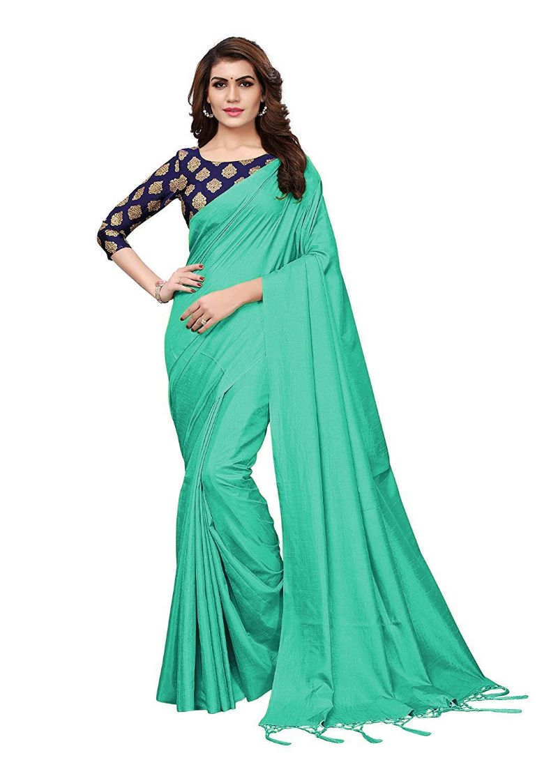 Generic Women's Zoya Silk Saree (Sea Green, 5-6