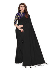 Generic Women's Zoya Silk Saree (Black, 5-6 Mtrs)