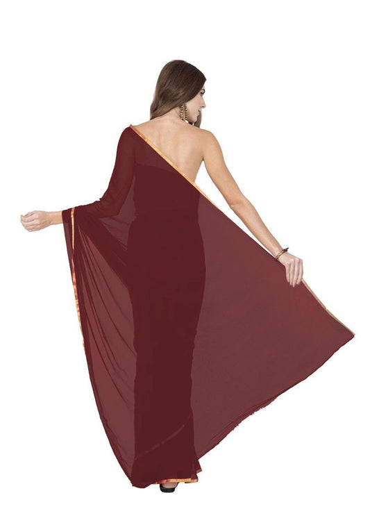 Generic Women's Chiffon Saree (Maroon, 5-6 Mtrs)