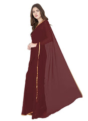 Generic Women's Chiffon Saree (Maroon, 5-6 Mtrs)