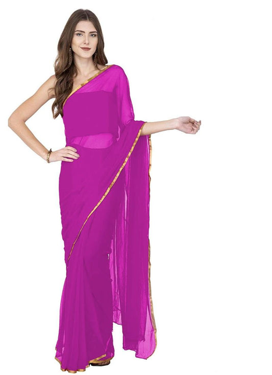 Generic Women's Chiffon Saree (Pink, 5-6 Mtrs)