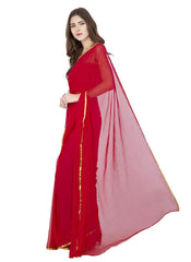 Generic Women's Chiffon Saree (Red, 5-6 Mtrs)