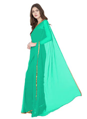 Generic Women's Chiffon Saree (Sea Green, 5-6