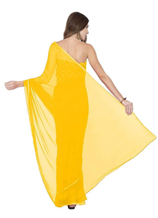 Generic Women's Chiffon Saree (Yellow, 5-6 Mtrs)