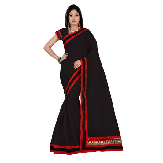 Generic Women's Chiffon Saree (Black, 5-6 Mtrs)