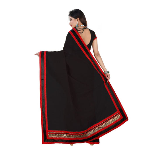 Generic Women's Chiffon Saree (Black, 5-6 Mtrs)