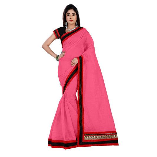 Generic Women's Chiffon Saree (Peach, 5-6 Mtrs)