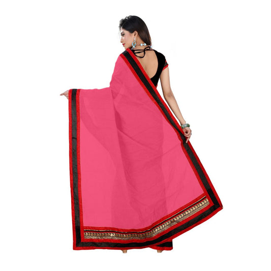 Generic Women's Chiffon Saree (Peach, 5-6 Mtrs)