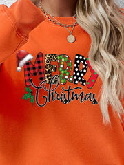 MERRY CHRISTMAS Round Neck Dropped Shoulder Sweatshirt