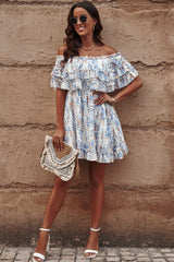 Floral Off-Shoulder Ruffle Hem Dress