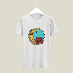 Beautiful Moon Patch Printed Tshirt | Chandrama Design is to point of Indian, Hindu Religious Tshirt