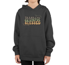 Thankful Grateful Blessed || Happy Thanksgiving  Day Printed Design Hoodie For Kids