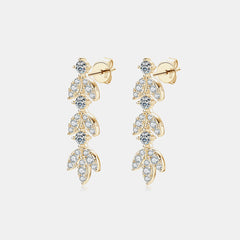 925 Sterling Silver Moissanite Leaf Earrings