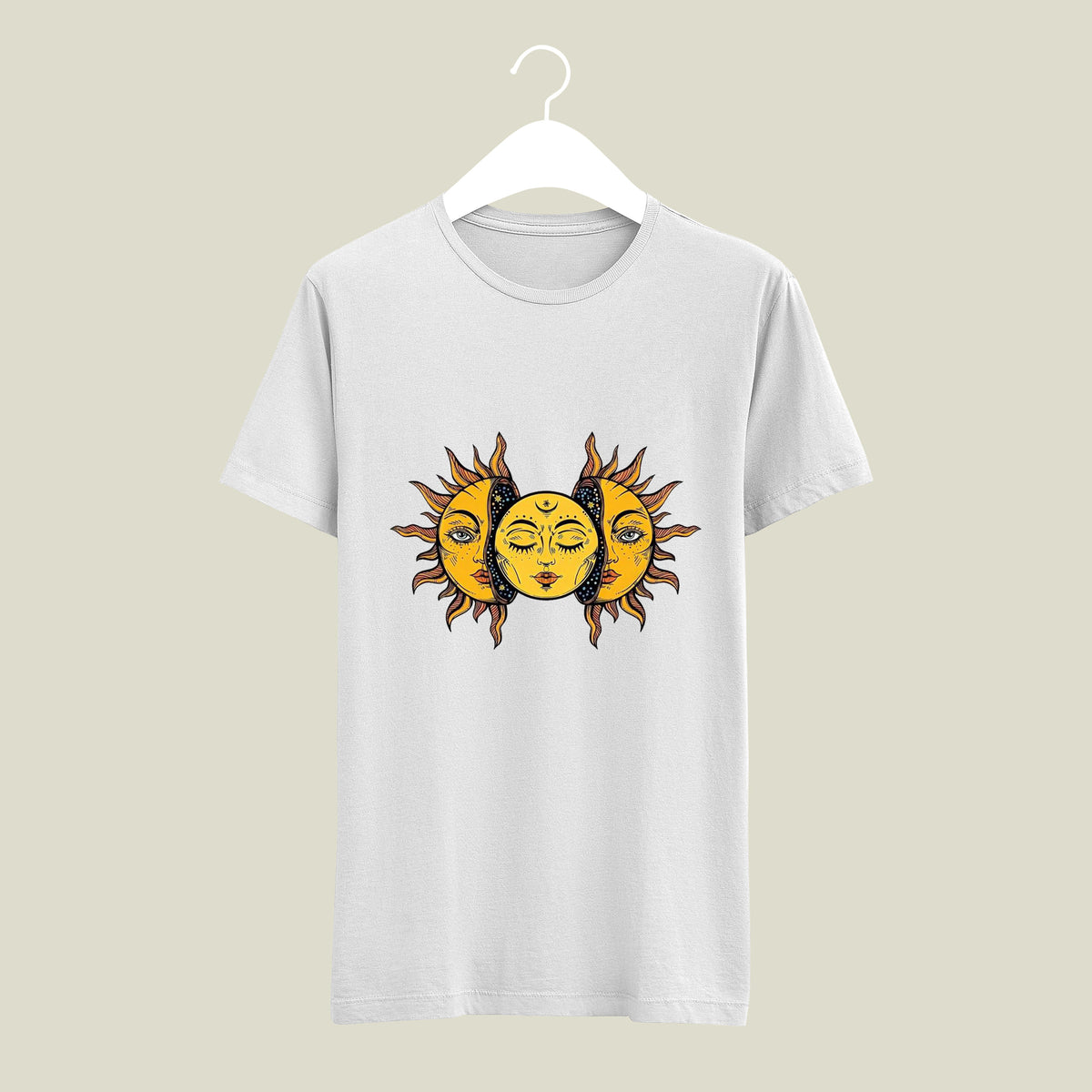 Spiritual India Sun Patch Design Printed T-shirt | Cotton, Casual & Summer Indian Culture T-shirt