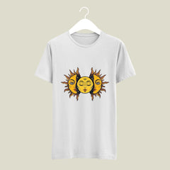 Spiritual India Sun Patch Design Printed T-shirt | Cotton, Casual & Summer Indian Culture T-shirt