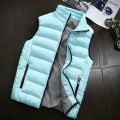 2021 Autumn Winter New Men Cotton Vest Jacket Solid Color Sleeveless