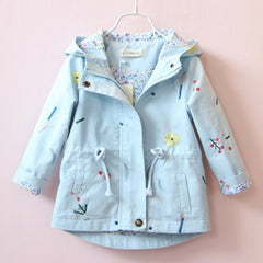 2021 Spring Autumn Girls Windbreaker Coat Jackets Baby Kids Flower