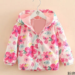 2021 Spring Autumn Girls Windbreaker Coat Jackets Baby Kids Flower