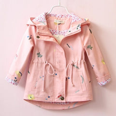 2021 Spring Autumn Girls Windbreaker Coat Jackets Baby Kids Flower