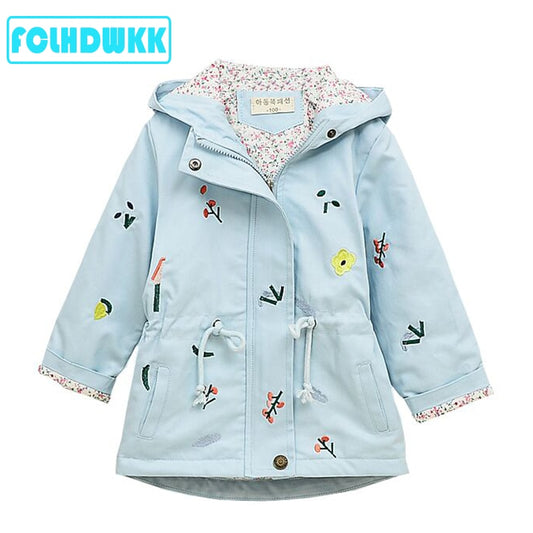 2021 Spring Autumn Girls Windbreaker Coat Jackets Baby Kids Flower