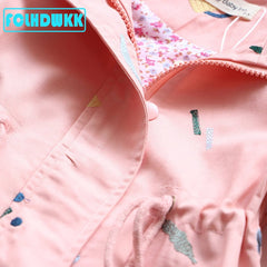 2021 Spring Autumn Girls Windbreaker Coat Jackets Baby Kids Flower