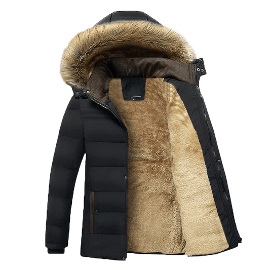2022 Winter New Warm Thick Fleece Parkas Men Waterproof Hooded Fur