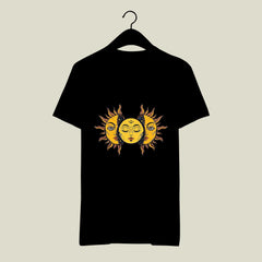 Spiritual India Sun Patch Design Printed T-shirt | Cotton, Casual & Summer Indian Culture T-shirt