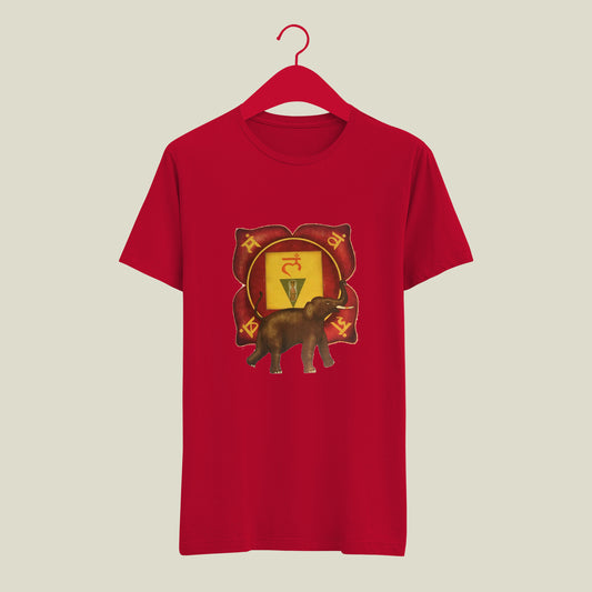 Adorable Elephant Patch Printed Designed Tshirt | Resembled to Traditional Indian Culture Patch Printed Designed Tshirt