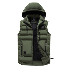 Fall Winter Men's Vest Detachable Hat