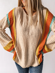 Striped Round Neck Long Sleeve Sweater