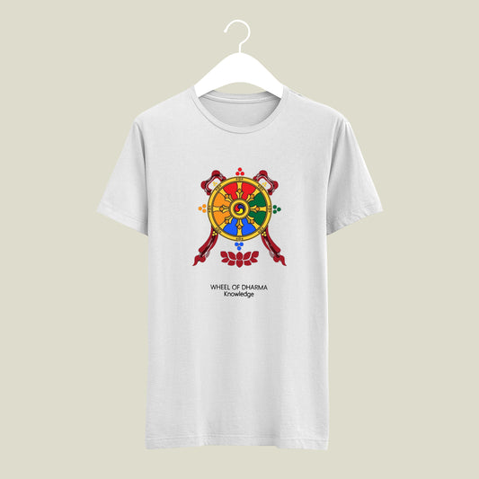 Wheel of Dharma Knowledge Printed Designed Tshirt | Indian Culture Hardcore Fan Tshirt