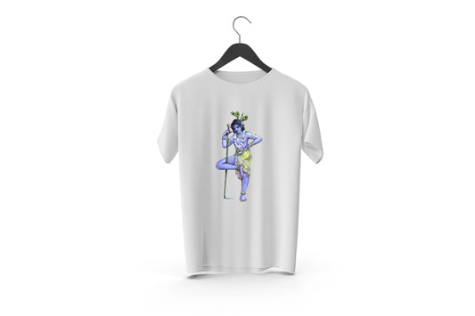 Lord Krishna Printed Patch Designed T-shirt | Janmashtami Special Printed T-shirt | Religious Printed Design T-shirt