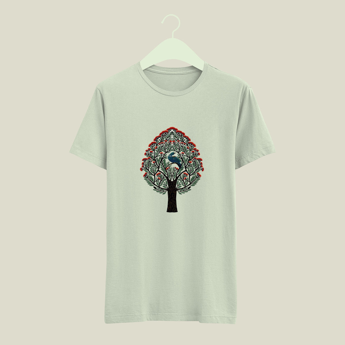 Beautiful Peacock Patch Printed Designed Religious Tshirt | Casual, Summer & National Indian Bird peacock Printed Tshirt