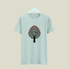 Beautiful Peacock Patch Printed Designed Religious Tshirt | Casual, Summer & National Indian Bird peacock Printed Tshirt