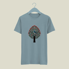 Beautiful Peacock Patch Printed Designed Religious Tshirt | Casual, Summer & National Indian Bird peacock Printed Tshirt