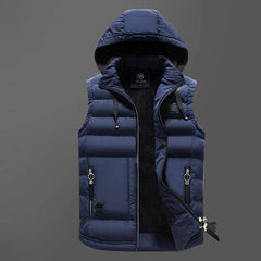 Fall Winter Men's Vest Detachable Hat