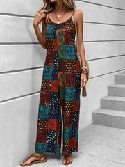 Printed Scoop Neck Spaghetti Strap Jumpsuit