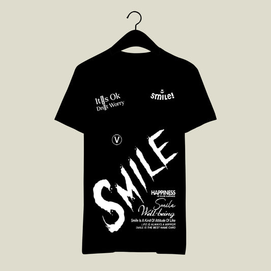 SMILE all over printed summer cotton tshirt | casual, college, gym wear tshirt