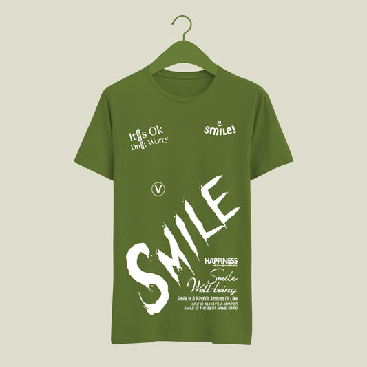 SMILE all over printed summer cotton tshirt | casual, college, gym wear tshirt