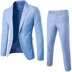 Hot Sale 2pcs/set Plus Size 3xl Men Solid Color Long Sleeve Lapel Slim