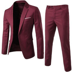 Hot Sale 2pcs/set Plus Size 3xl Men Solid Color Long Sleeve Lapel Slim