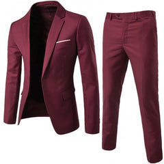 Hot Sale 2pcs/set Plus Size 3xl Men Solid Color Long Sleeve Lapel Slim