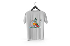 Lord Krishna Printed Patch Designed T-shirt | Janmashtami Special Printed T-shirt | Religious Printed Design T-shirt