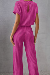 Round Neck Short Sleeve Jumpsuit