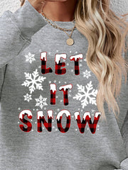 LET IT SNOW Round Neck Long Sleeve Sweatshirt