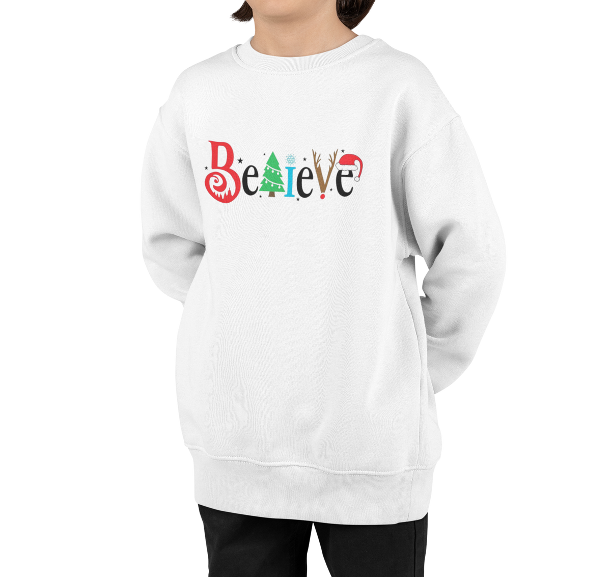 Believe cozy Christmas eve knit  Printed Christmas design  Sweater  || Women Girls Cute Chicmas Sweaters