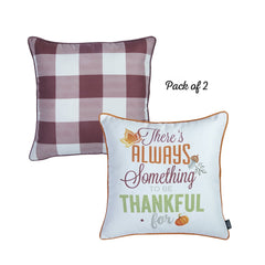 Set of 4 18inches Thanksgiving Gingham Throw Pillow Cover in