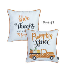 Set of 2 18inches Thanksgiving Pumpkin Spice Throw Pillow Cover in