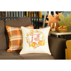 Set of 2 18inches Fall Thanksgiving Pumpkin Throw Pillow Cover