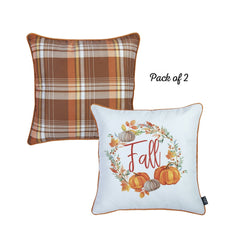 Set of 2 18inches Fall Thanksgiving Pumpkin Throw Pillow Cover